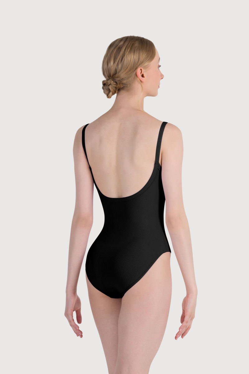 Black Women\'s Bloch Rubee Scoop Rib Cami Leotards | PUSER48753