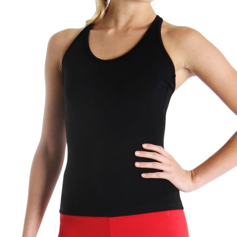 Black Women\'s Bloch T Back Singlet Tops | USICD99934