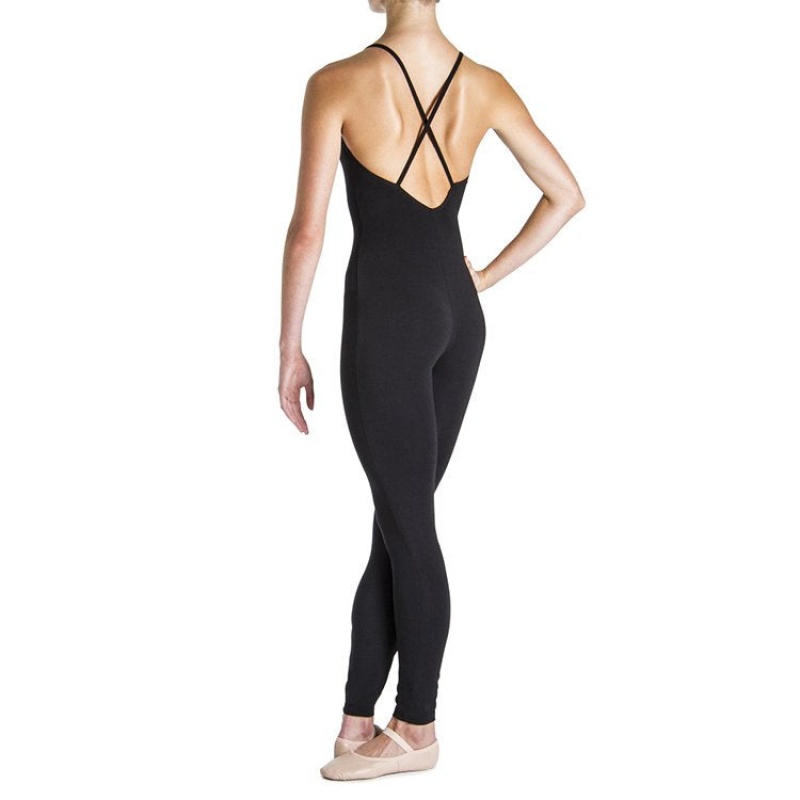 Black Women's Bloch Una Cross Back Unitards | TUSPQ67229