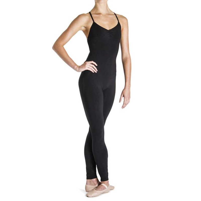 Black Women\'s Bloch Una Cross Back Unitards | TUSPQ67229