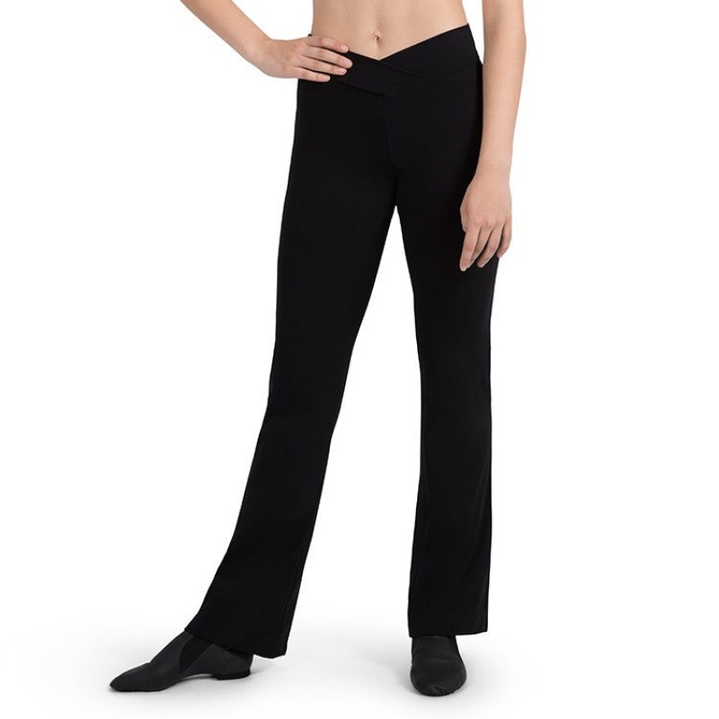 Black Women\'s Bloch V Front Full Length Jazz Bottoms | FUSHY23153