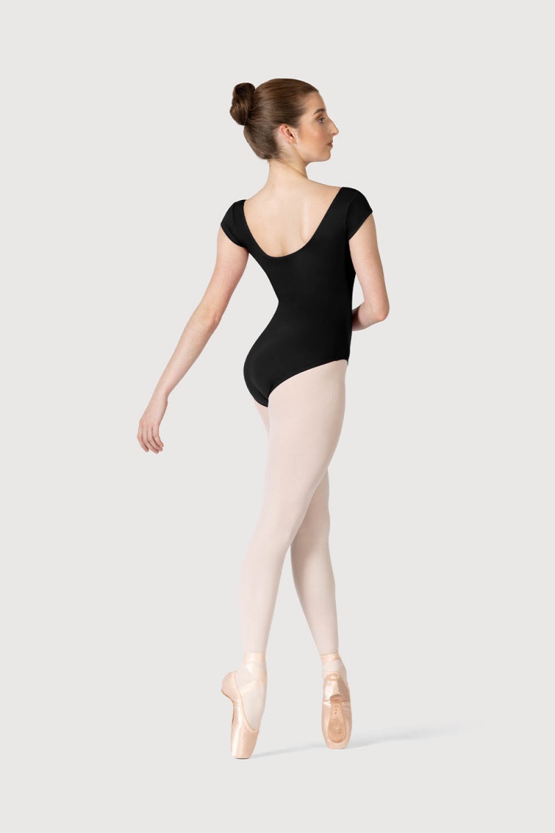 Black Women's Bloch Viva Repertoire High Back Cap Sleeve Leotards | GUSEC68845