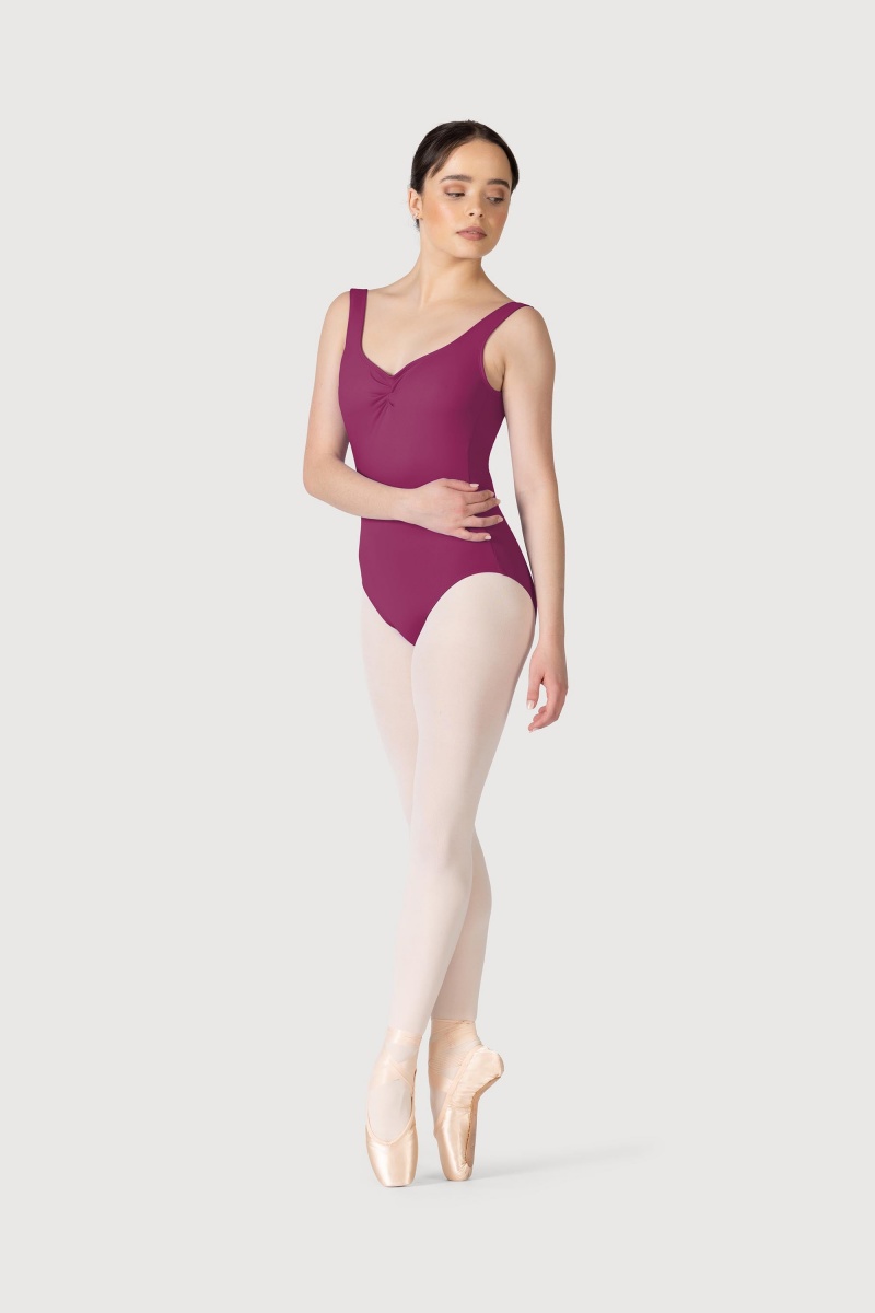 Boysenberry Women's Bloch Cecilie Gathered Tank Leotards | QUSUV60724