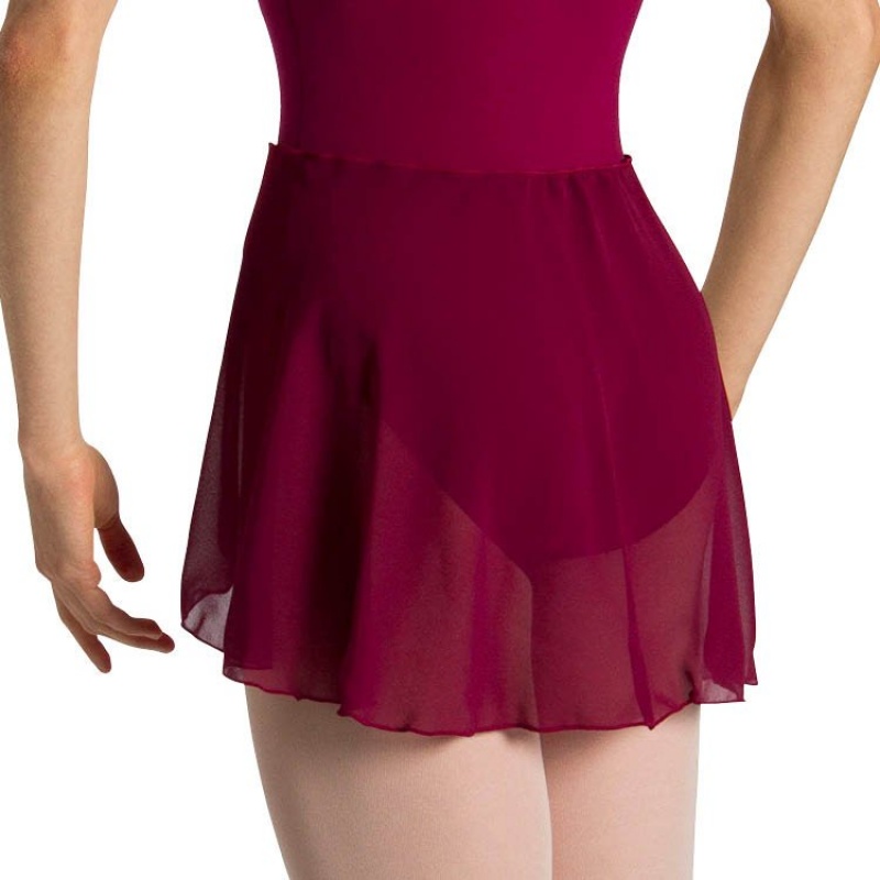 Burgundy Women's Bloch Chantal Short Tulip Wrap Skirts | EUSHC18961