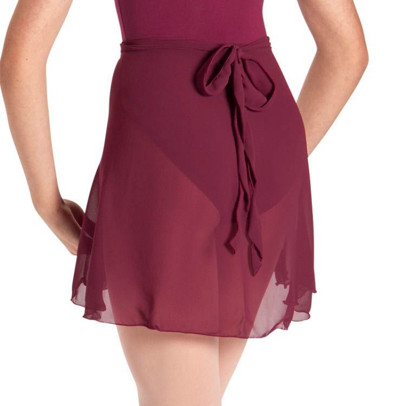 Burgundy Women's Bloch Chantay Long Tulip Wrap Skirts | USDYB57278