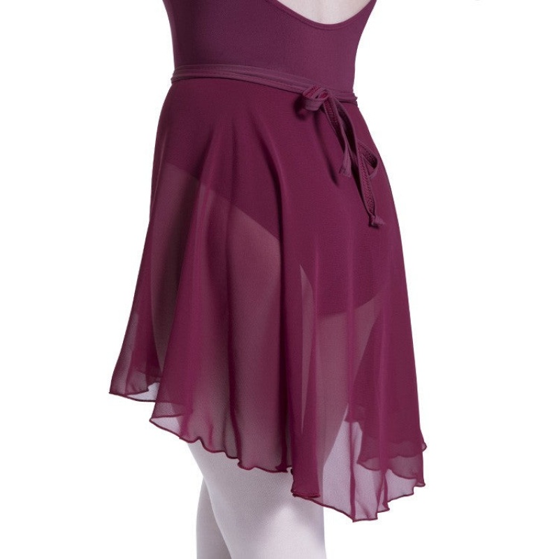 Burgundy Women's Bloch Repertoire Asymmetrical Wrap Skirts | ZUSNQ27971