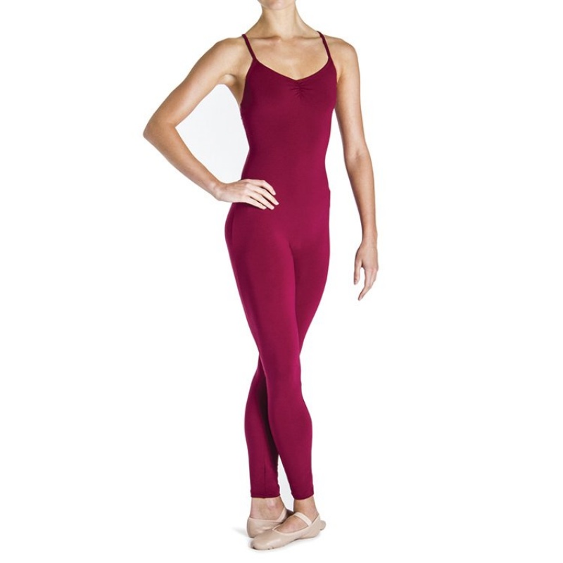 Burgundy Women\'s Bloch Una Cross Back Unitards | BUSSD71497