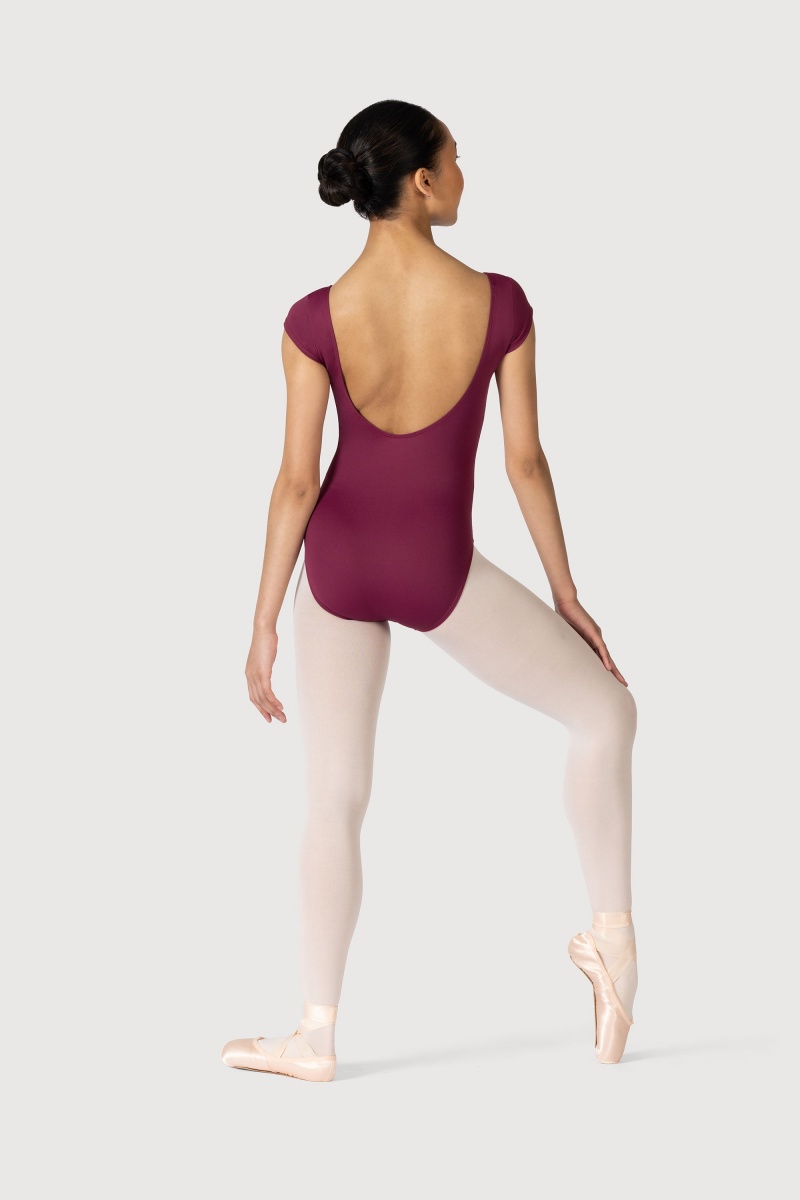 Burgundy Women's Bloch Varda Repertoire Cap Sleeve Leotards | USJZR47118