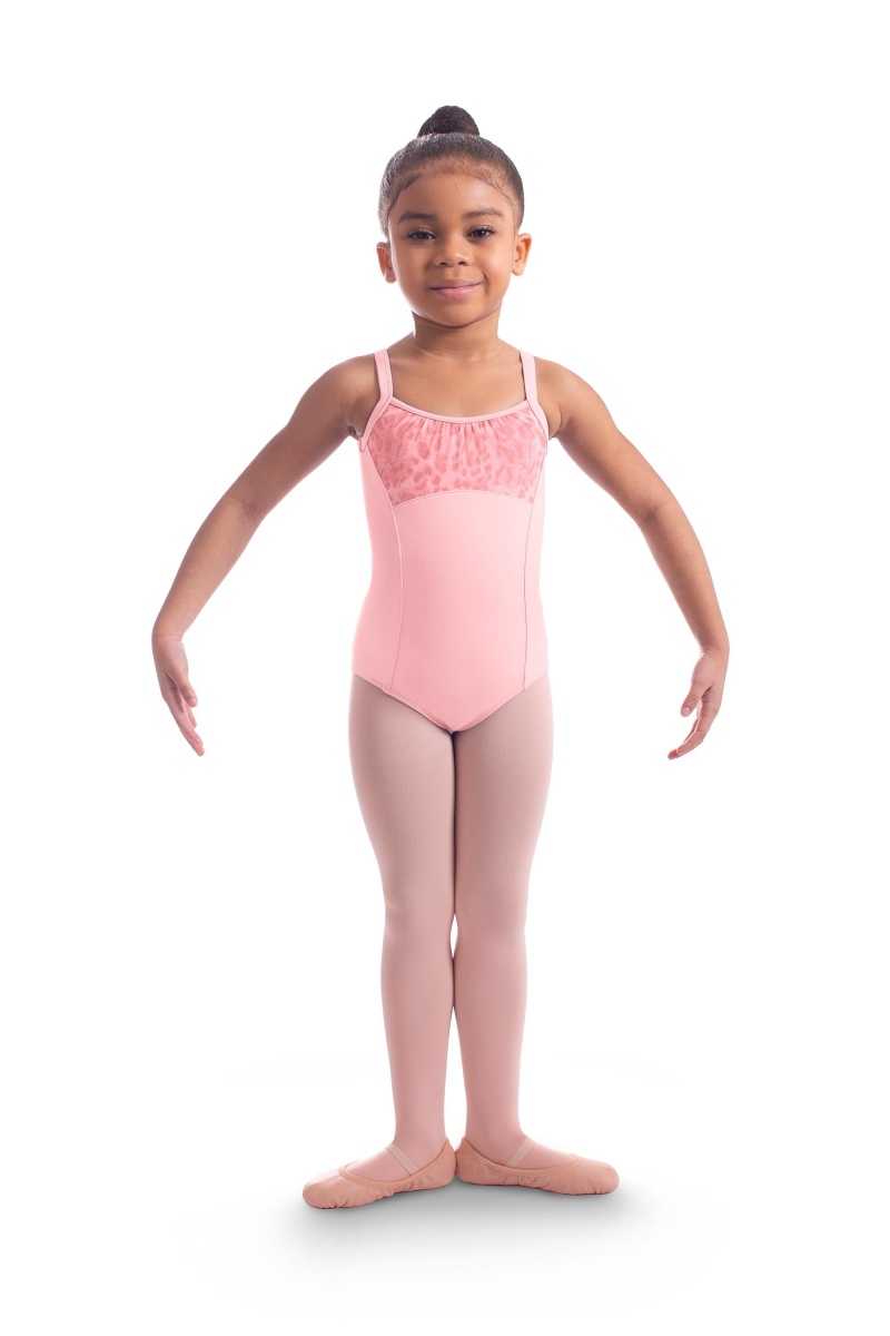 Candy Pink Kids' Bloch Kathrin Animal Printed Mesh Camisole Leotards | BUSSD58442