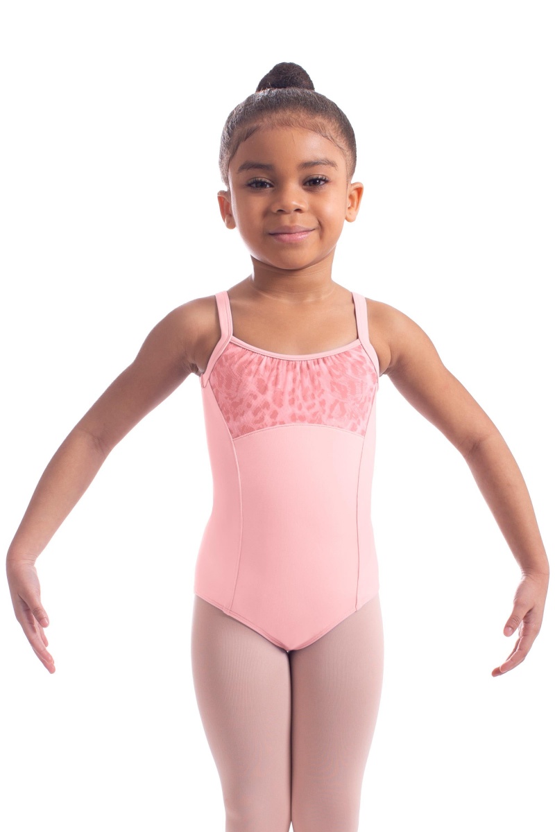 Candy Pink Kids\' Bloch Kathrin Animal Printed Mesh Camisole Leotards | BUSSD58442