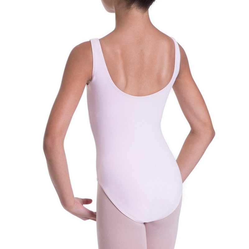 Candy Pink Kids' Bloch Overture Odetta Sleeveless Pleat Leotards | TUSWZ66725