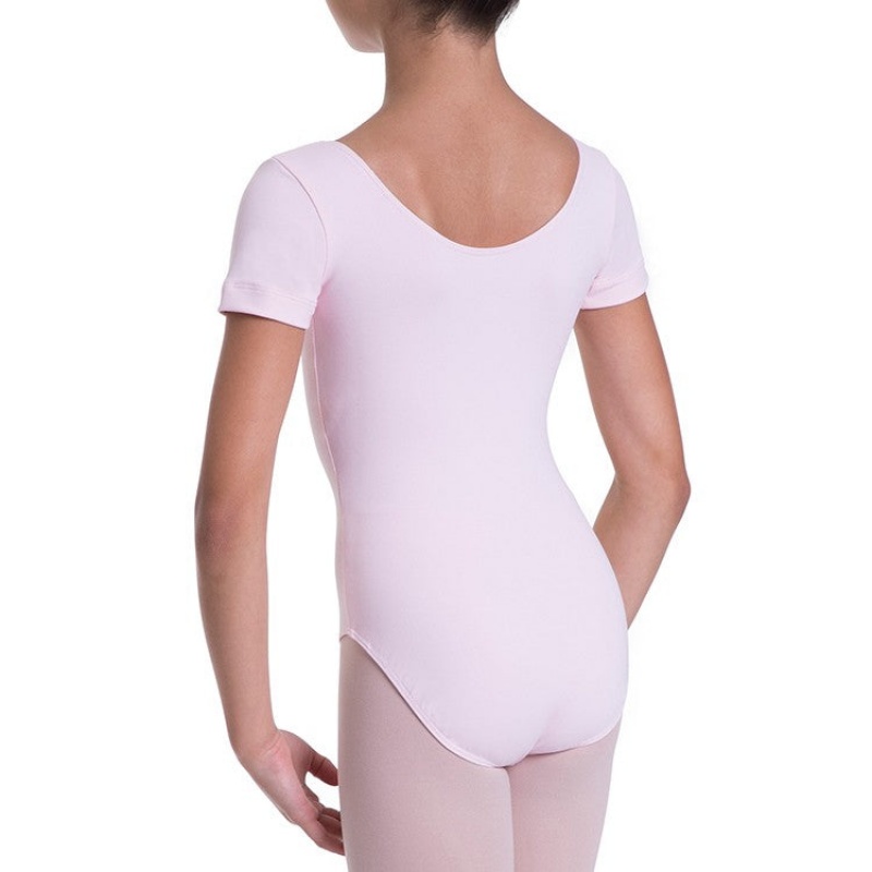 Candy Pink Kids' Bloch Overture Olisia Short Sleeve Leotards | DUSVO40630