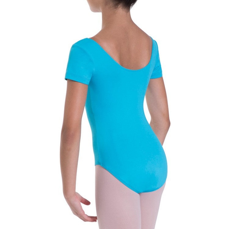 Capri Blue Kids' Bloch Overture Olisia Short Sleeve Leotards | MUSFT52255