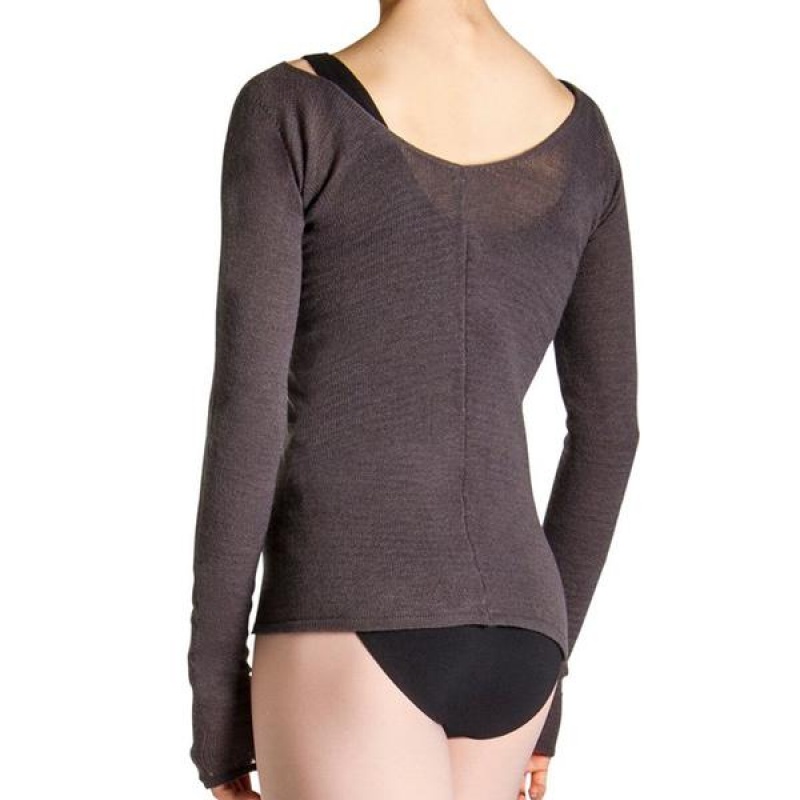 Charcoal Women's Bloch Kara Long Sleeve V Tops | UUSND84932