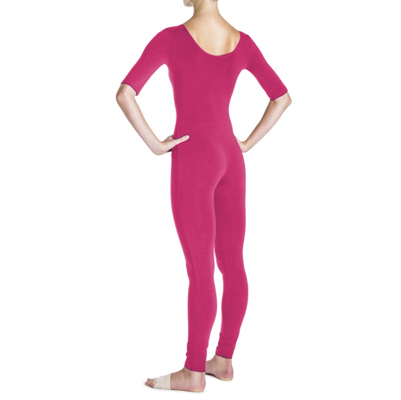 Cherry Women's Bloch Euna ¾ Sleeve Unitards | FUSHY52942