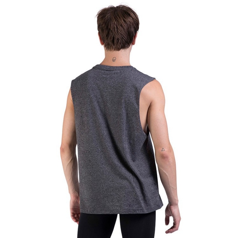 Dark Heather Men's Bloch Harris Relaxed Drop Arm Muscle Tops | PUSER82013