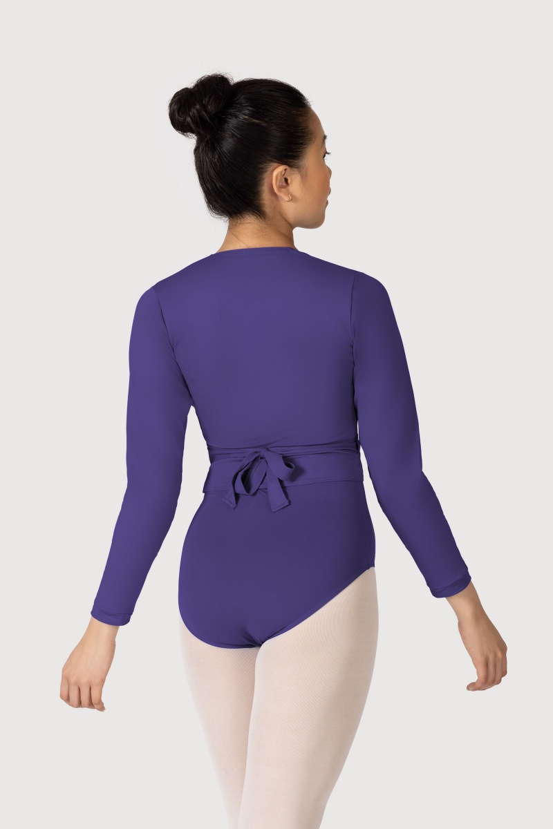 Deep Purple Women's Bloch Overture Crossover Long Sleeve Wrap Tops | USXMI42284