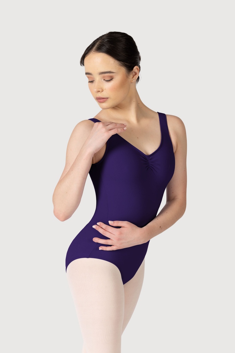 Deep Purple Women\'s Bloch Overture Odetta Sleeveless Pleat Leotards | USJBT25397