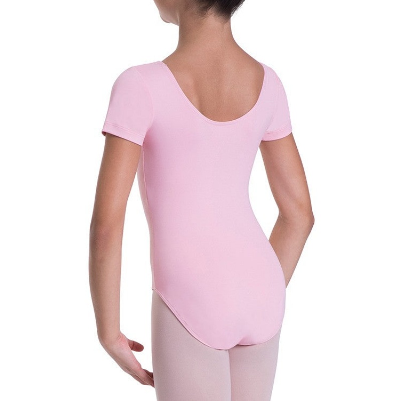 French Rose Kids' Bloch Overture Olisia Short Sleeve Leotards | FUSHY18308