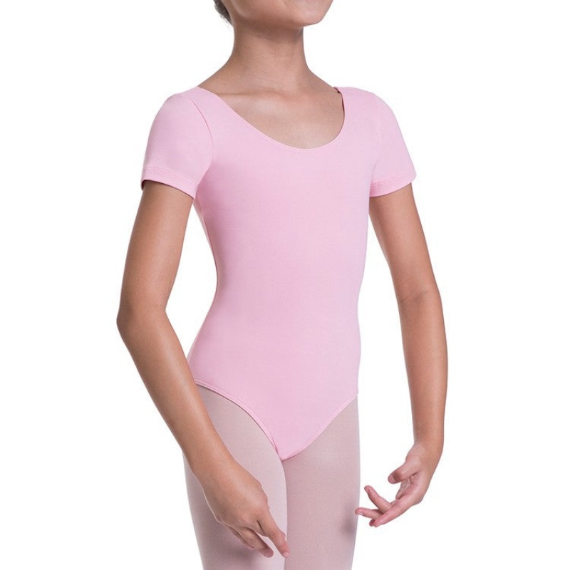 French Rose Kids' Bloch Overture Olisia Short Sleeve Leotards | FUSHY18308