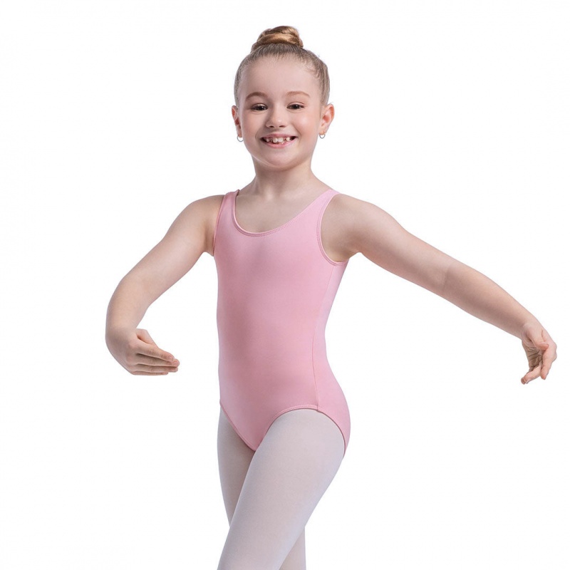 French Rose Kids\' Bloch Overture Oona Scoop Neck Tank Leotards | EUSVG77984