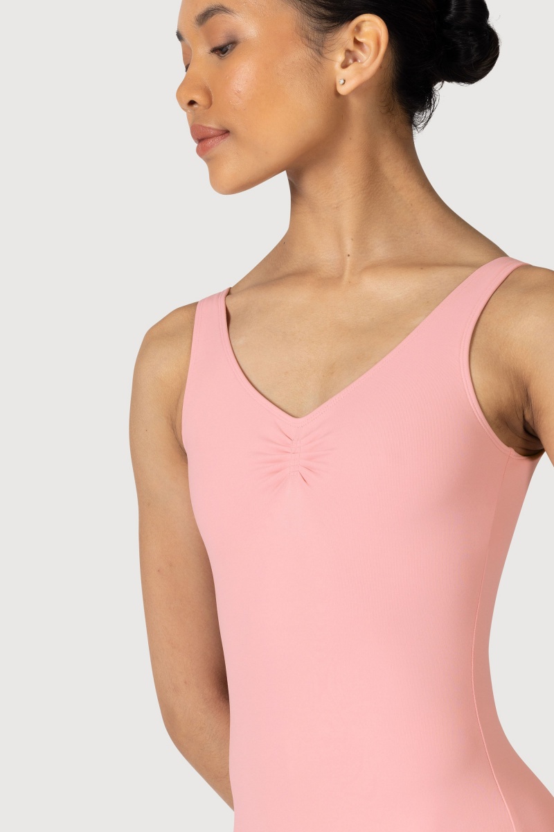 French Rose Women's Bloch Overture Odetta Sleeveless Pleat Leotards | USDYB17679