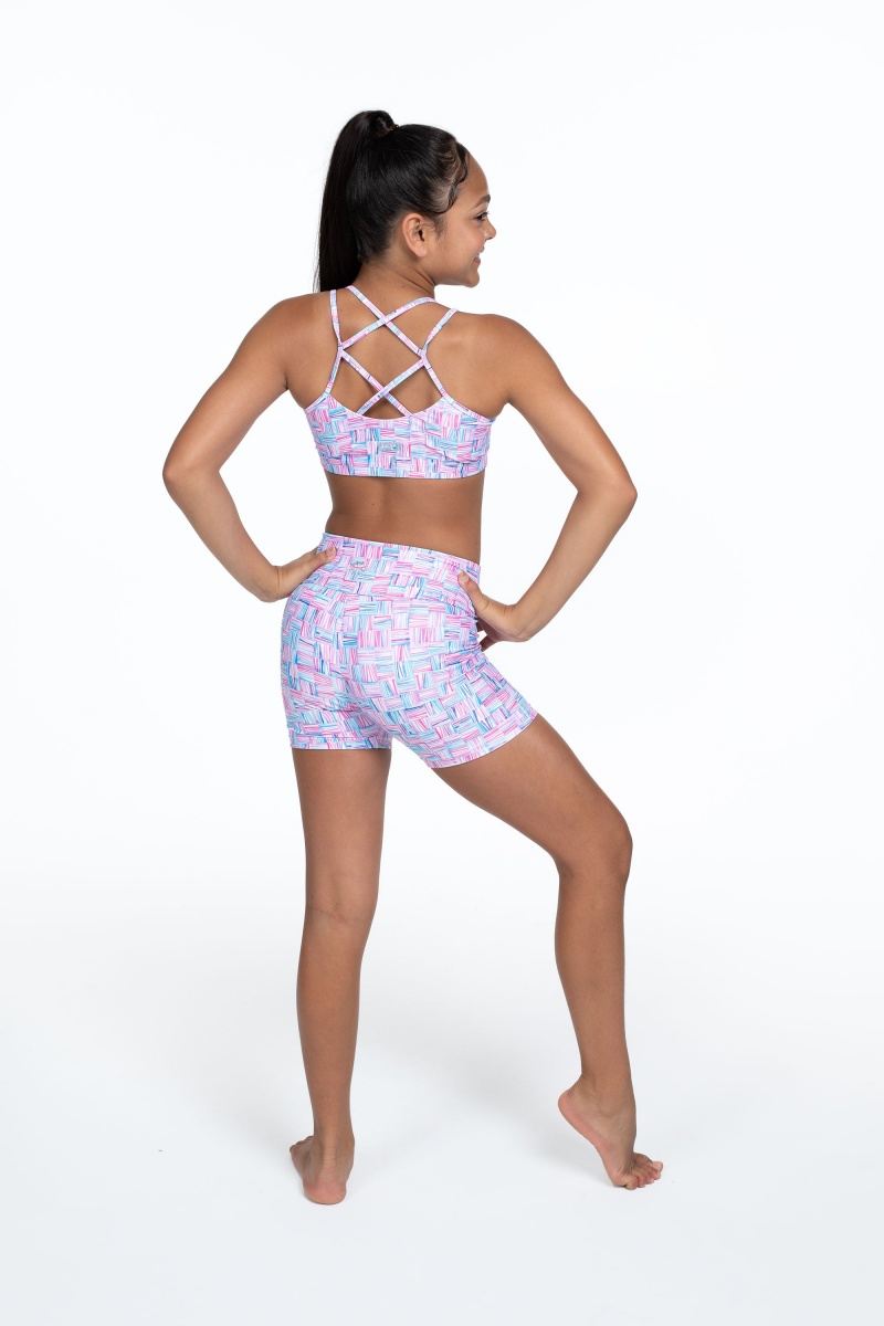 Geo Cubes Kids' Bloch Flo Active Remi Criss Cross Back Bra Tops | USJVR50537