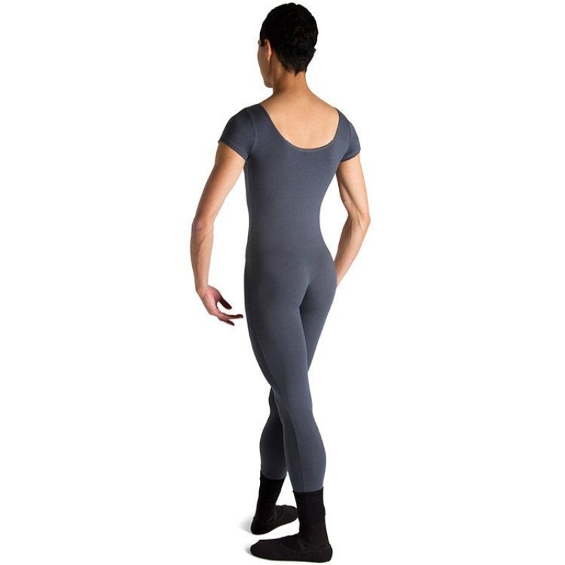 Graphite Men's Bloch Matt Scoop Neck Cap Sleeve Unitards | USNEJ70829