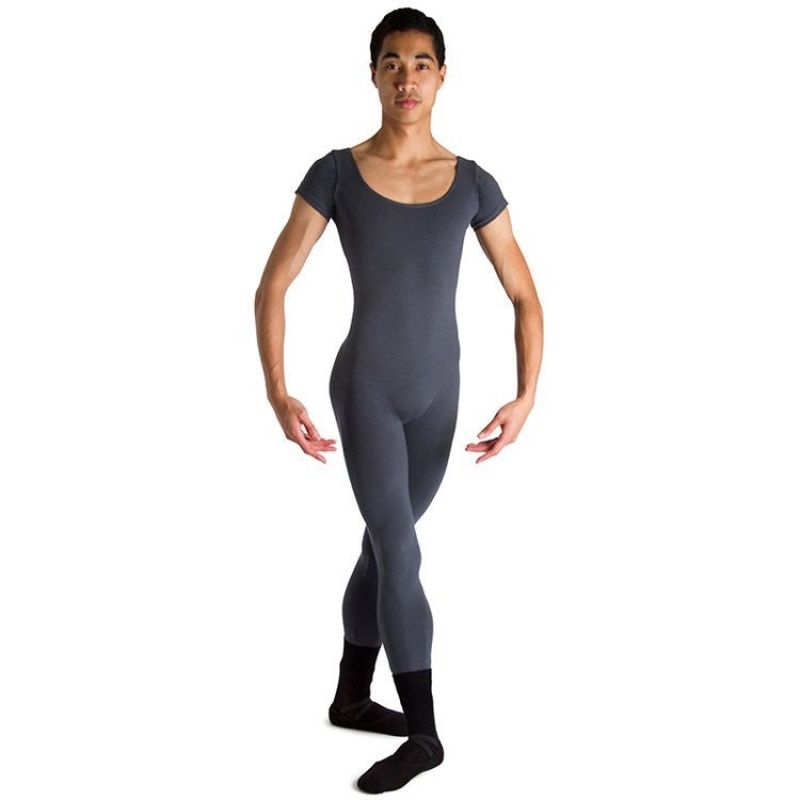 Graphite Men\'s Bloch Matt Scoop Neck Cap Sleeve Unitards | USNEJ70829