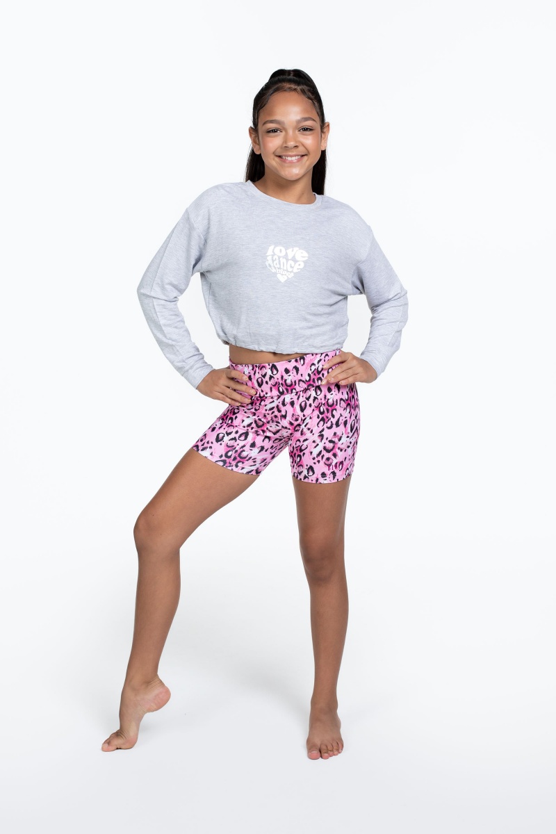 Grey Marl Kids' Bloch Flo Active Justice Drawstring Pullover Tops | USNEJ99352