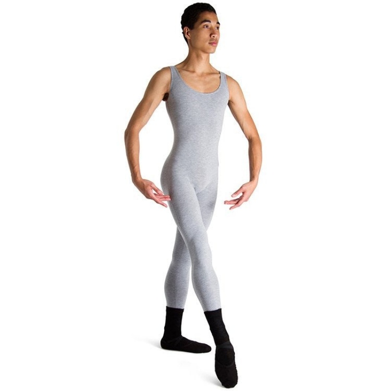 Grey Marle Men\'s Bloch Mark Scoop Neck Tank Unitards | PUSQX66152