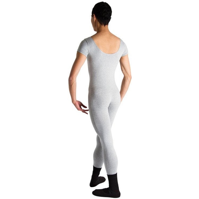 Grey Marle Men's Bloch Matt Scoop Neck Cap Sleeve Unitards | DUSKV12164