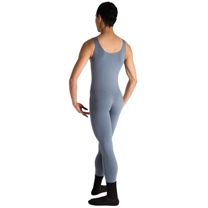 Gun Metal Men's Bloch Mark Scoop Neck Tank Unitards | USCVG44823