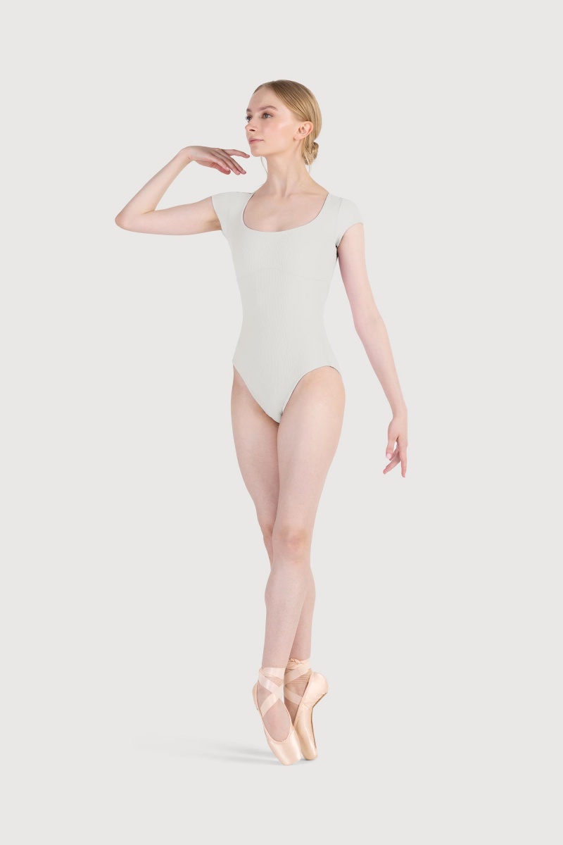 Ivory Women's Bloch Rionna Rib Cap Sleeve Leotards | PUSER55498