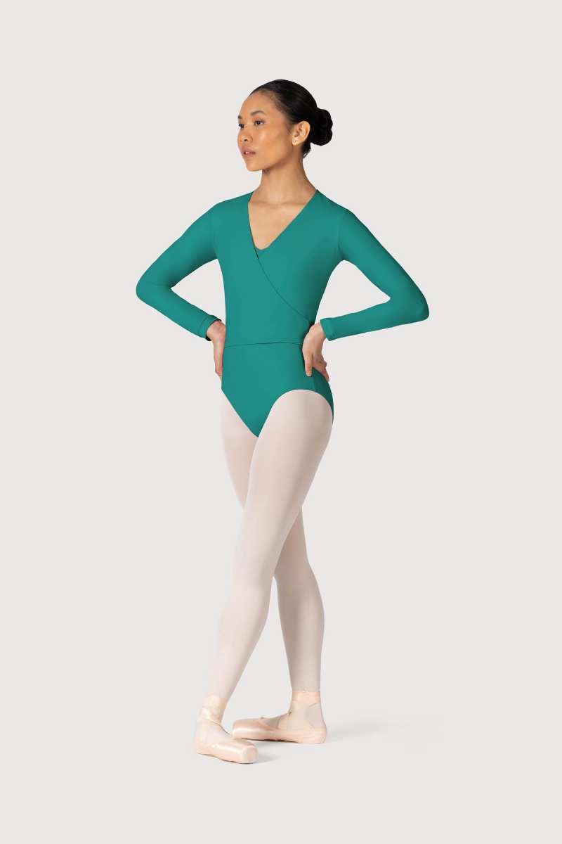 Jade Women's Bloch Overture Crossover Long Sleeve Wrap Tops | USJVR82372