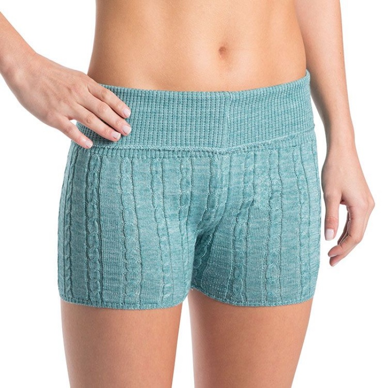 Light Aqua Women\'s Bloch Carezza Cable Knit Fold Down Bottoms | BUSSO21061