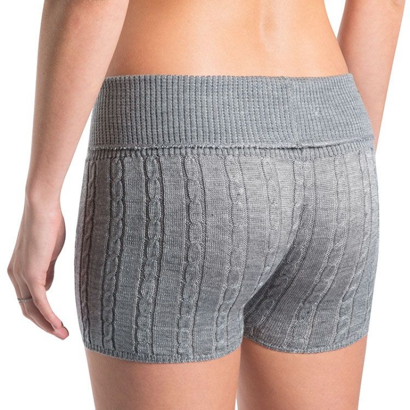 Light Grey Women's Bloch Carezza Cable Knit Fold Down Bottoms | USICD21857