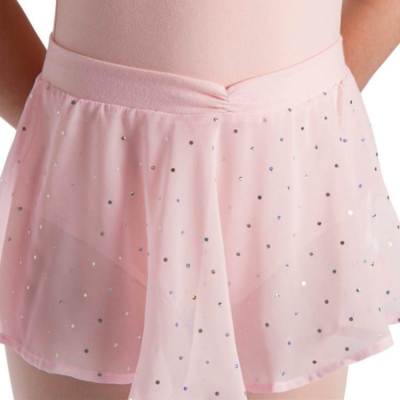 Light Pink Kids' Bloch Olesia Sequin Spotted Skirts | USXMI86461