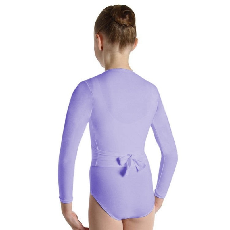 Lilac Kids' Bloch Overture Crossover Long Sleeve Wrap Tops | USJVR51879