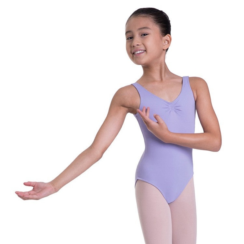 Lilac Kids\' Bloch Overture Odetta Sleeveless Pleat Leotards | QUSUV83518