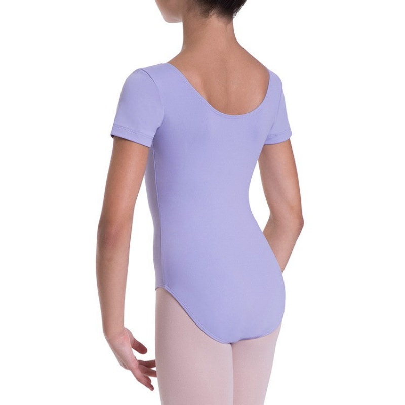 Lilac Kids' Bloch Overture Olisia Short Sleeve Leotards | UUSND53462