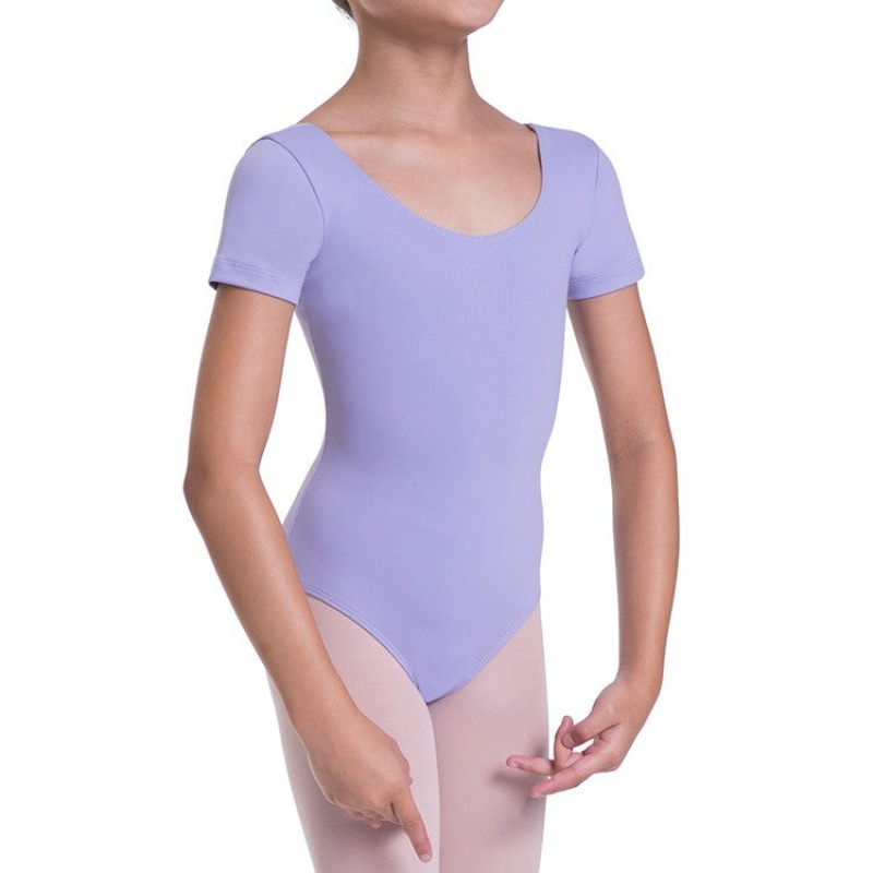 Lilac Kids' Bloch Overture Olisia Short Sleeve Leotards | UUSND53462