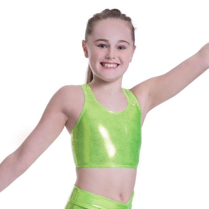 Lime Kids' Bloch Bellagio Lurex Scoop Tank Crop Tops | USCIF28904