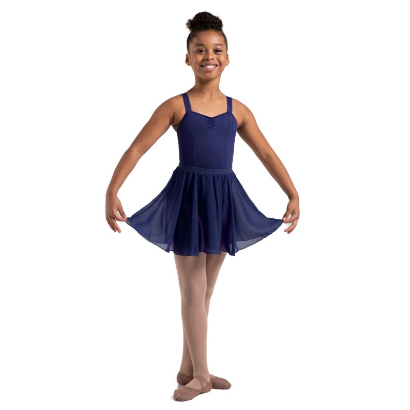 Navy Kids' Bloch Chayanne Chiffon Short Circle Skirts | USJVR57407