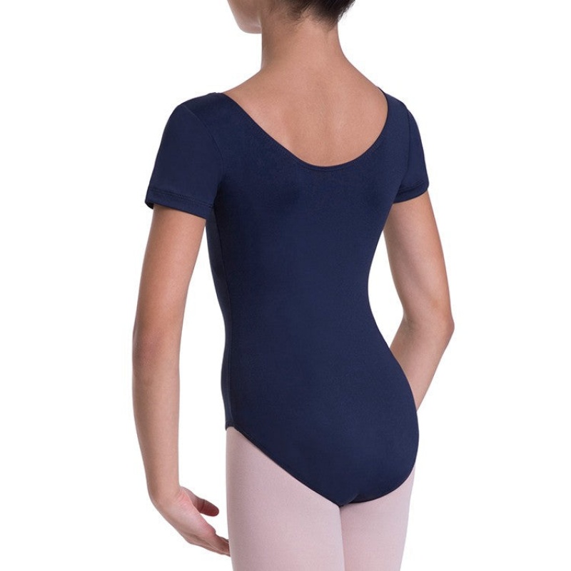 Navy Kids' Bloch Overture Olisia Short Sleeve Leotards | USCVG54264