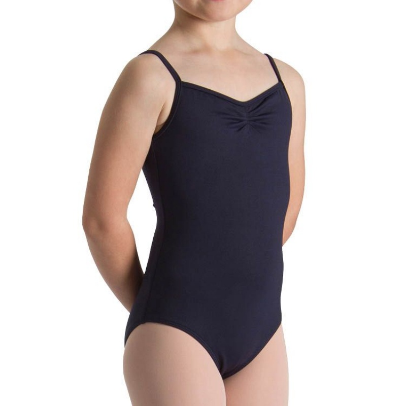 Navy Kids' Bloch Teresa Pinch Front And Back Leotards | USCIF67118