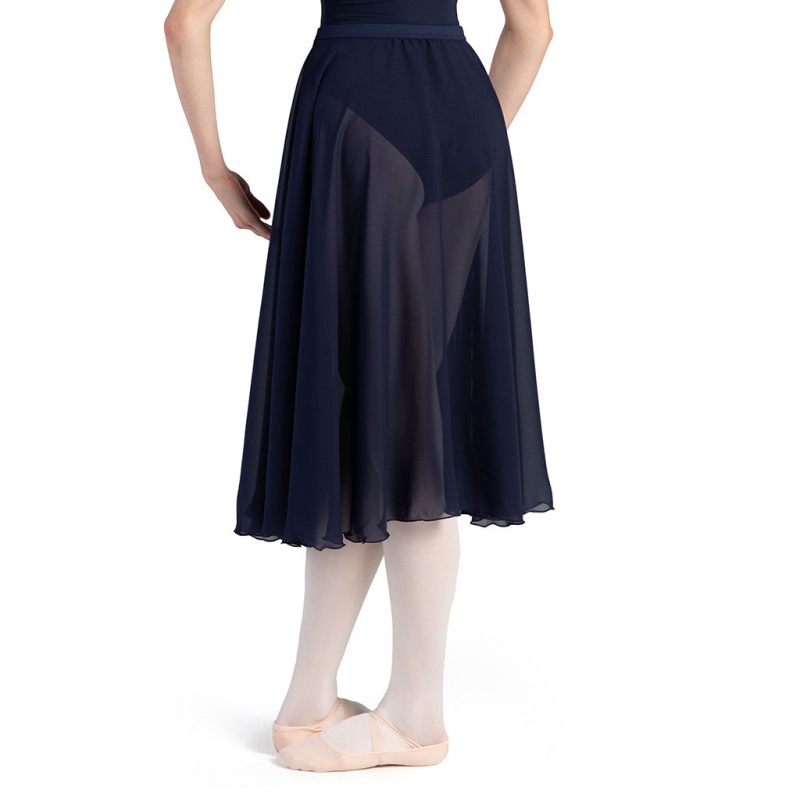 Navy Women's Bloch Cambria Full Circle Chiffon Skirts | DUSVO54394