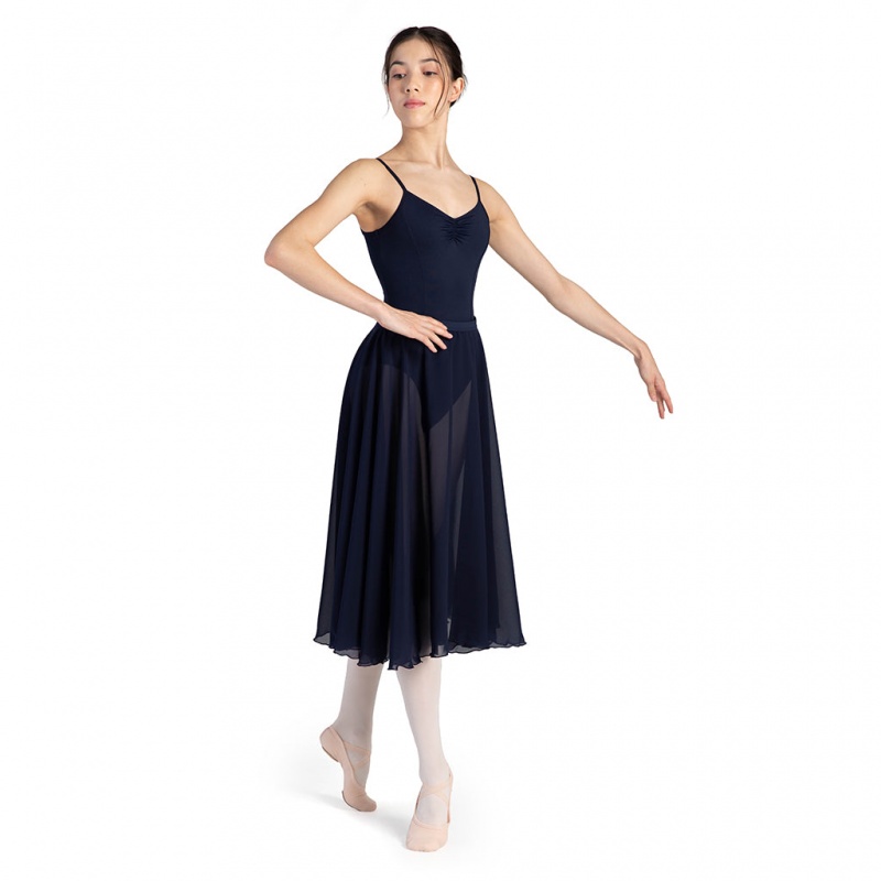 Navy Women's Bloch Cambria Full Circle Chiffon Skirts | DUSVO54394