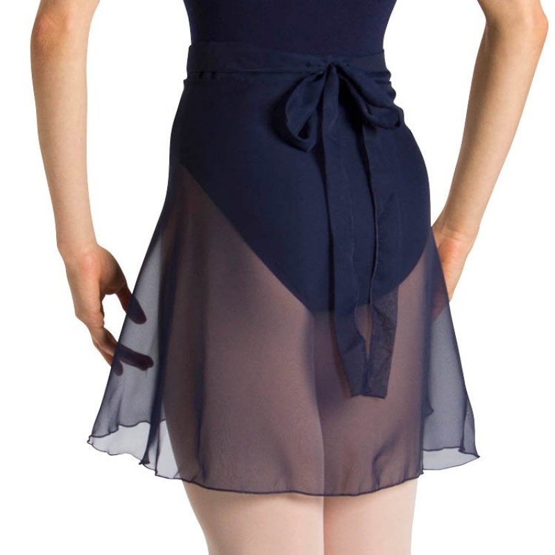 Navy Women's Bloch Chantay Long Tulip Wrap Skirts | YUSVQ30751