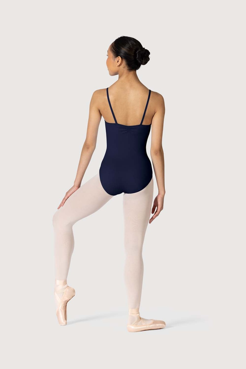 Navy Women's Bloch Claudette Gathered Cami Leotards | DUSKV78248